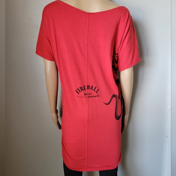 MOCO LOS ANGELES RED FIREBALL WHISKY SHORT SLEEVE LONG SHIRT/DRESS - Picture 4 of 9